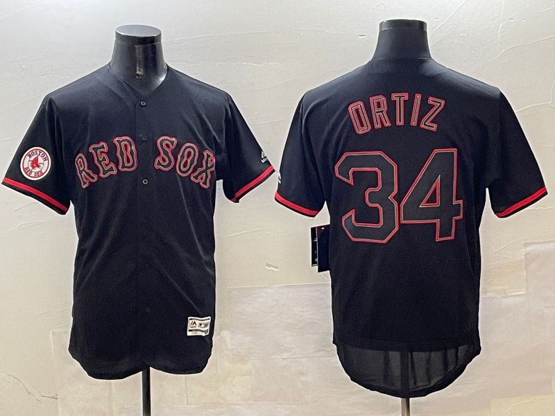 Men Boston Red Sox #34 Ortiz Black Fashion Elite 2025 Nike MLB Jersey style 2-0